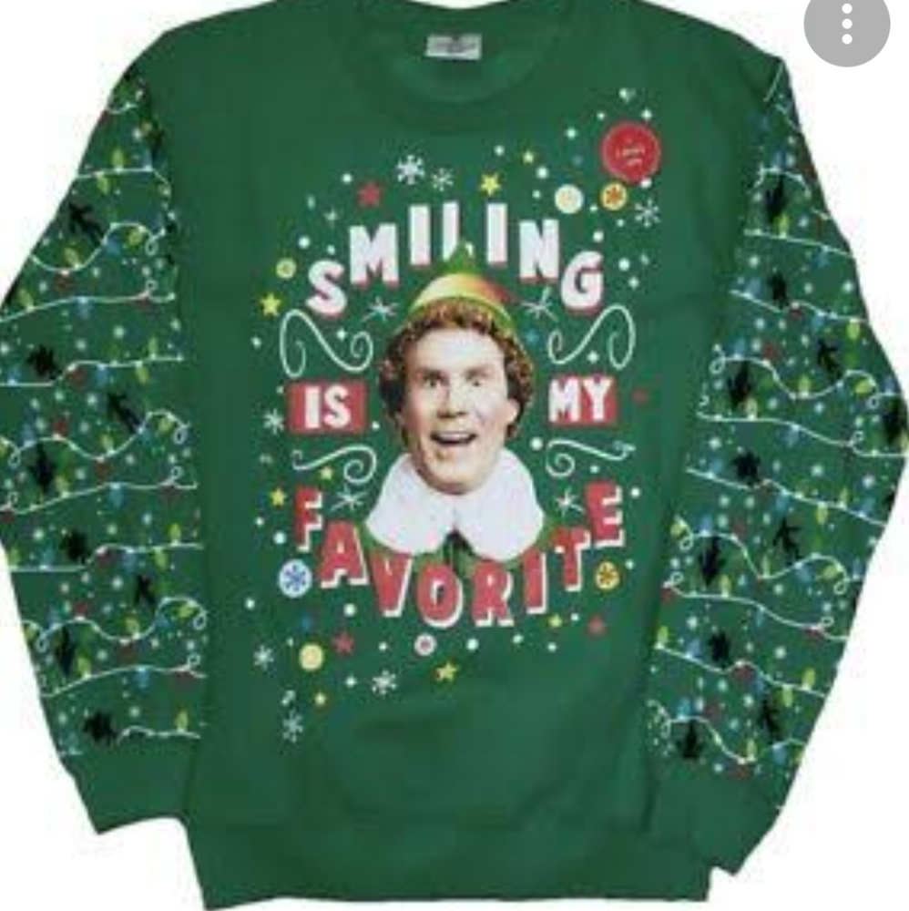 Elf Christmas sweater, green color, lights up size small (3-5) junior